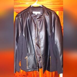 Kenneth Cole 2x Black Leather Type Jacket Nwt Smoke Free Home